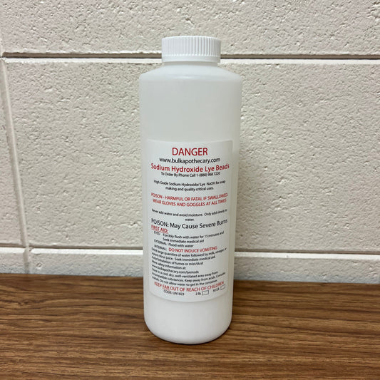 2 pound plastic bottle of lye (sodium hyroxide) for soapmaking.