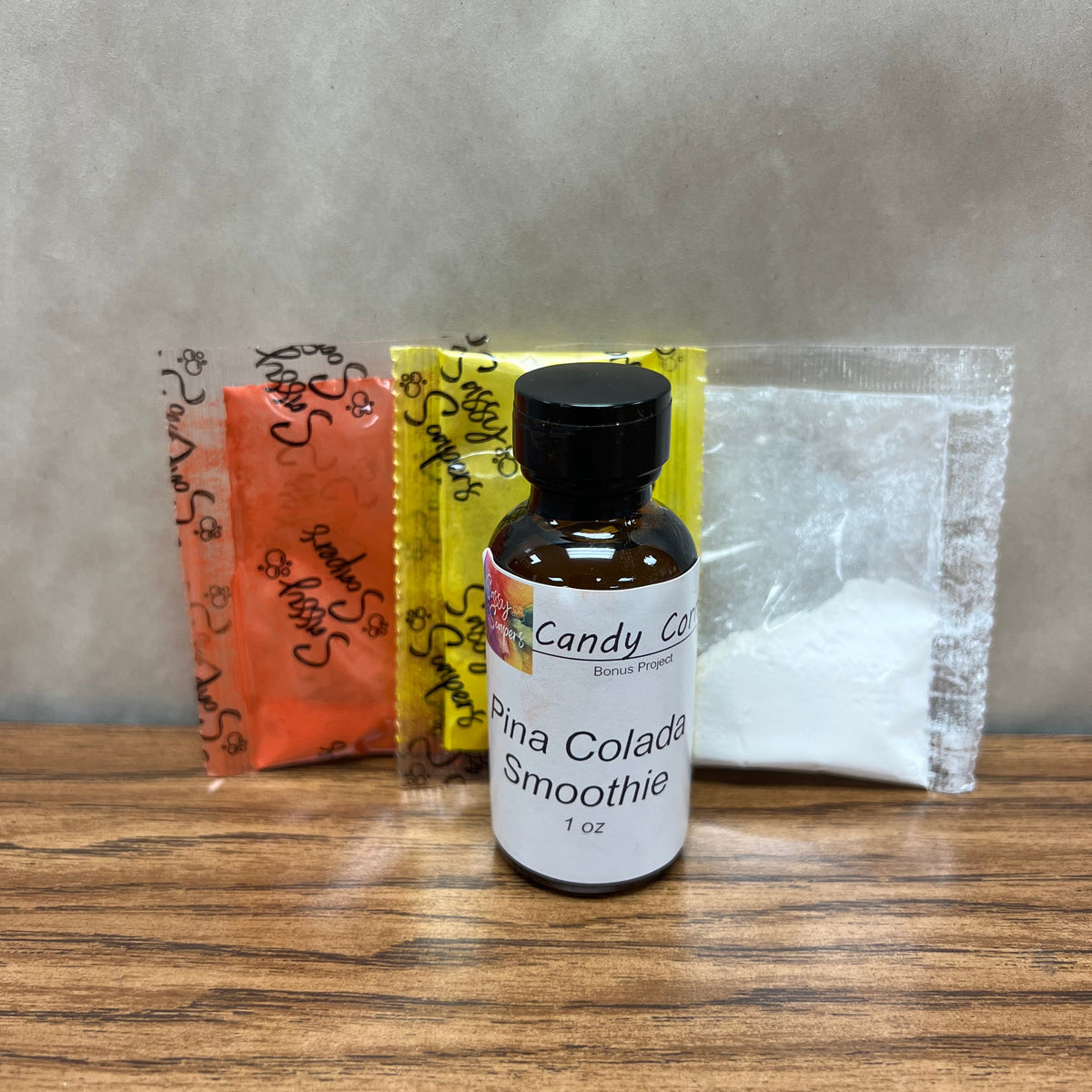 Soap making color and fragrance kit  - using orange, yellow and white colors with pina coloda smoothie fragrance.