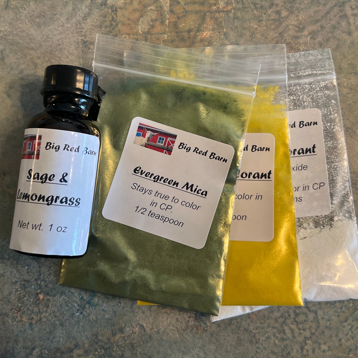 Sage Lemongrass soap kit with colorants and fragrance