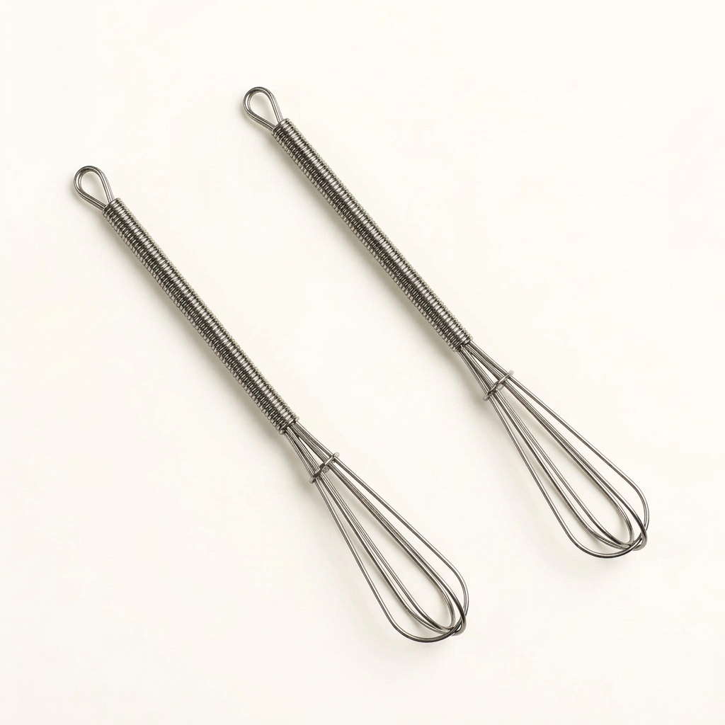Two colorant whisks with handles above the beaters